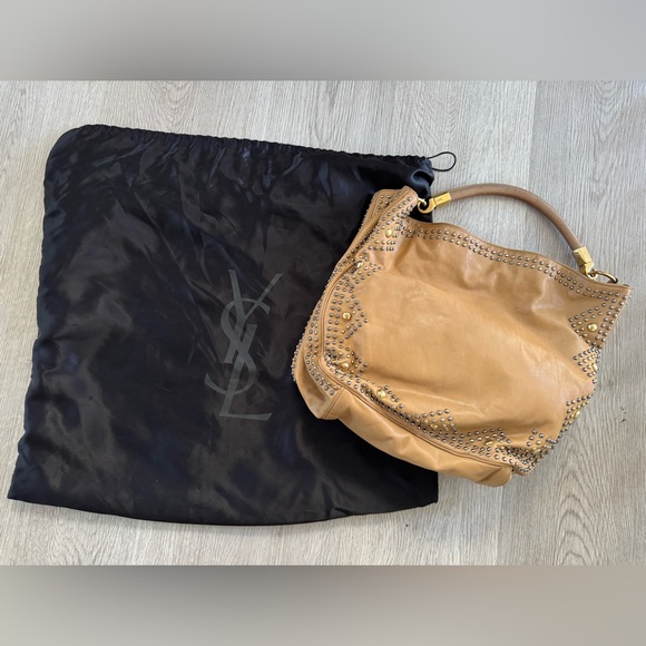 Yves Saint Laurent Camel Studded Shoulder Bag - Picture 4 of 15